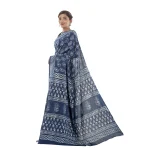 Indigo Paisley Print Cotton Saree Women Sari - Image 2