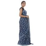 Indigo Paisley Print Cotton Saree Women Sari - Image 3