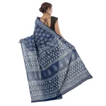 Indigo Paisley Print Cotton Saree Women Sari - Image 4