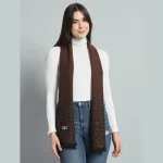 Leopard Chocolate Brown Color Wool Scarf For Women's
