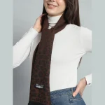 Leopard Chocolate Brown Color Wool Scarf For Women's - Image 4
