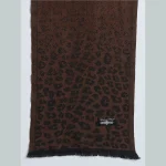 Leopard Chocolate Brown Color Wool Scarf For Women's - Image 6