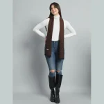Leopard Chocolate Brown Color Wool Scarf For Women's - Image 7
