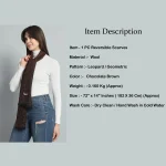 Leopard Chocolate Brown Color Wool Scarf For Women's - Image 8