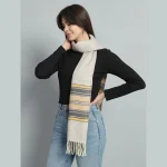 Light Purple Striped Neck Wrap Women's Wool Scarf