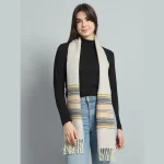 Light Purple Striped Neck Wrap Women's Wool Scarf - Image 2