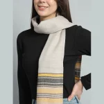 Light Purple Striped Neck Wrap Women's Wool Scarf - Image 4