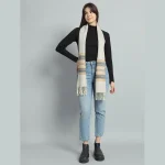 Light Purple Striped Neck Wrap Women's Wool Scarf - Image 5