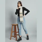 Light Purple Striped Neck Wrap Women's Wool Scarf - Image 6