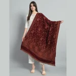 Men's and Women's Maroon Paisley Wool Shawl
