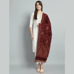 Men's and Women's Maroon Paisley Wool Shawl - Image 2