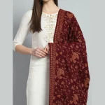 Men's and Women's Maroon Paisley Wool Shawl - Image 4