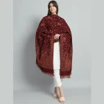 Men's and Women's Maroon Paisley Wool Shawl - Image 5
