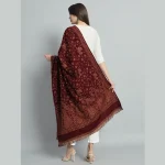 Men's and Women's Maroon Paisley Wool Shawl - Image 8