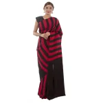 Red & Black Striped Print Cotton Saree