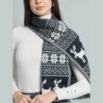 Reversible Blue Deer Wool Scarf For Women's - Image 2