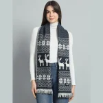 Reversible Blue Deer Wool Scarf For Women's - Image 5