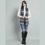 Reversible Blue Deer Wool Scarf For Women's - Image 7