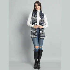 Reversible Blue Deer Wool Scarf For Women's - Image 7