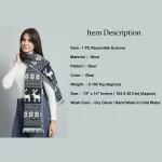 Reversible Blue Deer Wool Scarf For Women's - Image 8
