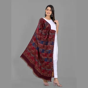 Reversible Casual Wear Maroon Wool Shawl - Image 4