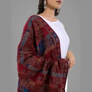 Reversible Casual Wear Maroon Wool Shawl - Image 5