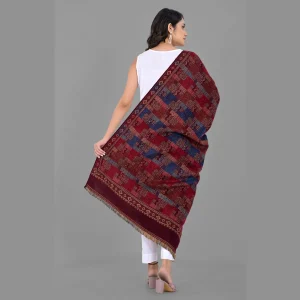 Reversible Casual Wear Maroon Wool Shawl - Image 7