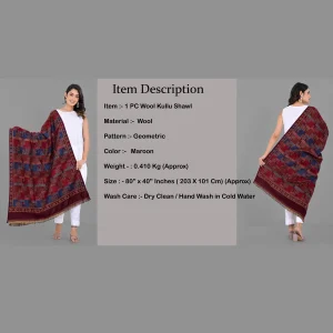 Reversible Casual Wear Maroon Wool Shawl - Image 8