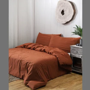 Solid Brown Pure Cotton Duvet Cover with Pillow Cover - Image 4