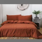 Solid Brown Pure Cotton Duvet Cover with Pillow Cover