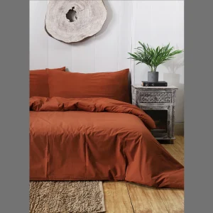 Solid Brown Pure Cotton Duvet Cover with Pillow Cover - Image 6