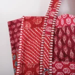 Traditional Handmade Patchwork Quilted Red Tote Bag - Image 3