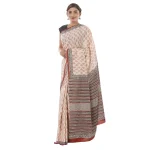 White Paisley Print Soft Cotton Sari