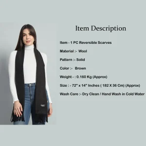 Winter Cashmere Brown Wool Scarf Wrap for Women's - Image 8