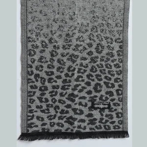 Winter Fashion Women Neck Wraps Grey Leopard Wool Scarf - Image 6