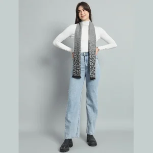 Winter Fashion Women Neck Wraps Grey Leopard Wool Scarf - Image 7