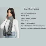 Winter Fashion Women Neck Wraps Grey Leopard Wool Scarf - Image 8