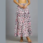 Women Casual Wear White Abstract Printed Skirt - Image 2