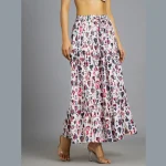 Women Casual Wear White Abstract Printed Skirt - Image 3
