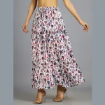 Women Casual Wear White Abstract Printed Skirt - Image 4