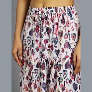 Women Casual Wear White Abstract Printed Skirt - Image 6