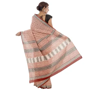 Women Floral Design Saree Block Printed - Image 4