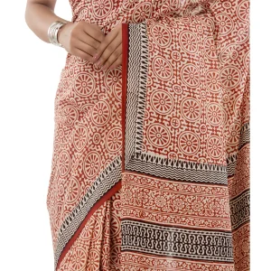 Women Floral Design Saree Block Printed - Image 5