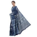 Women Indigo Blue Color Cotton Saree - Image 2