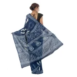 Women Indigo Blue Color Cotton Saree - Image 4
