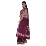 Women Maroon Floral Print Cotton Sari / Saree - Image 2