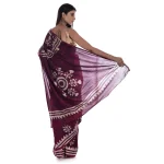 Women Maroon Floral Print Cotton Sari / Saree - Image 3