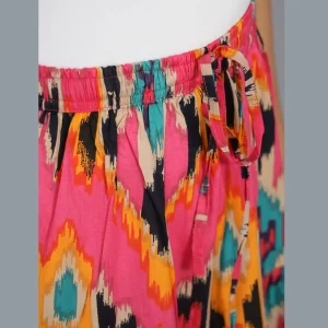 Women Pink Ikat Printed Pure Cotton Long Skirt - Image 4