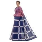 Women Tie Dye Print Casual Saree White Pink & Blue Sari - Image 2