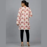 Women White Floral Printed Cotton Kurta - Image 7